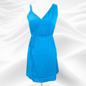 Krisa Asymmetrical Wrap Mini Dress in Celestial Blue Dress Small Revolve‎